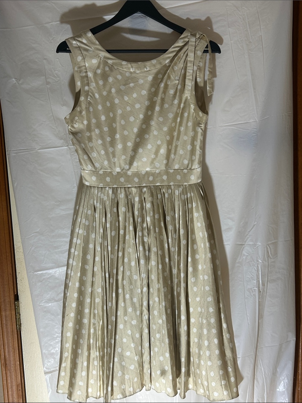 kate spade Cream Polka Dot Sleeveless Midi Dress